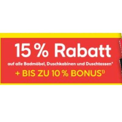 Promotion Bild von 15% Rabatt auf alle Badmöbel, Duschkabinen und Duschtassen HELLWEG