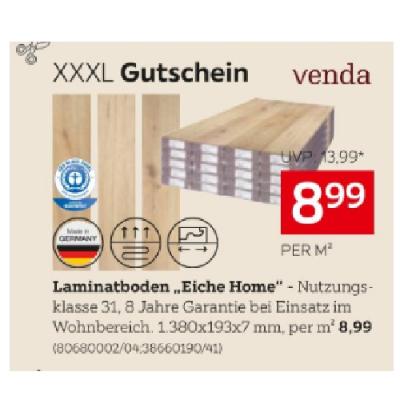 Promotion Bild von venda Laminatboden „Eiche Home” je 8,99€ XXXLutz