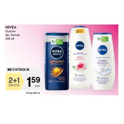 Promotion Bild von 2+1 GRATIS beim Kauf von Nivea Duschen, 250 ml, div. Sorten (AV 1. Woche) BIPA
