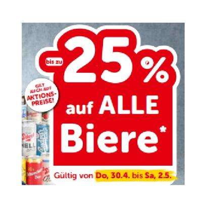 bis zu -25% auf ALLE Biere INTERSPAR