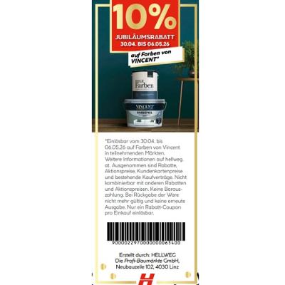 10% JUBILÄUMSRABATT auf Farben von VINCENT HELLWEG