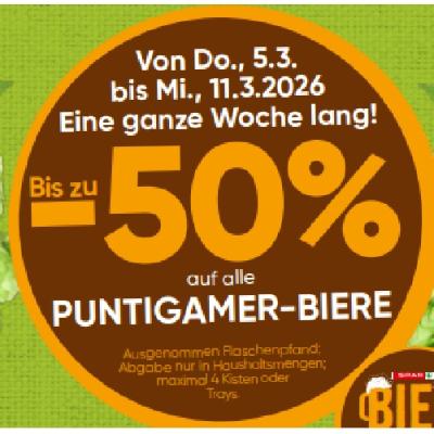 Bis zu -50% auf alle PUNTIGAMER-BIERE SPAR