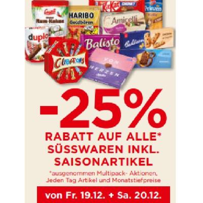 -25% RABATT AUF ALLE SÜSSWAREN INKL. SAISONARTIKEL Unimarkt