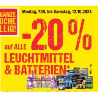 Promotion Bild von -20% auf ALLE LEUCHTMITTEL & BATTERIEN Maximarkt