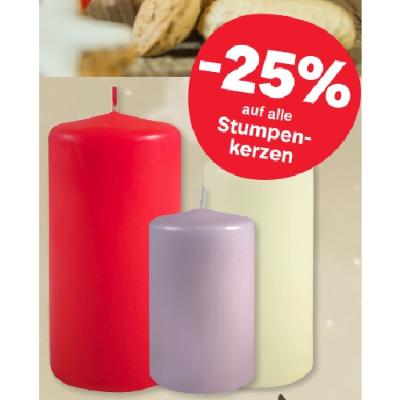 -25% auf alle Stumpenkerzen MPREIS