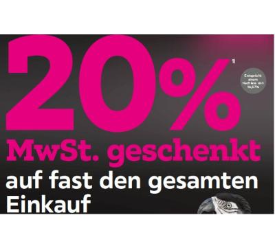 20% MwSt. geschenkt auf fast den gesamten Einkauf mömax