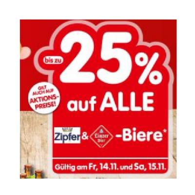 bis zu -25% auf ALLE Zipfer & Linzer-Biere INTERSPAR