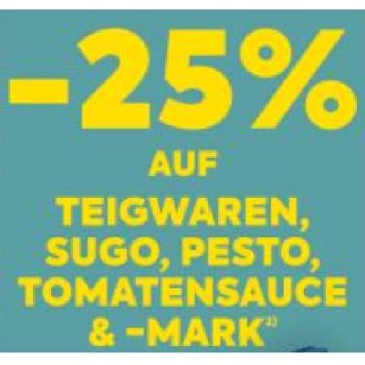 Promotion Bild von -25% AUF TEIGWAREN, SUGO, PESTO, TOMATENSAUCE & -MARK BILLA PLUS
