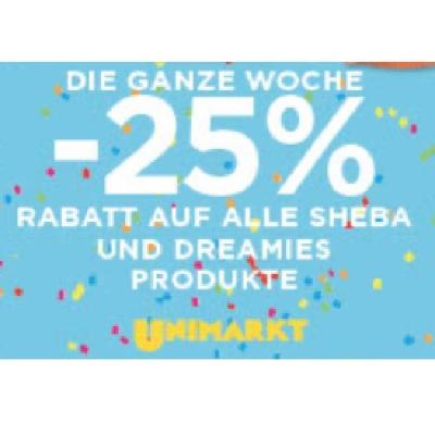 Promotion Bild von DIE GANZE WOCHE -25% RABATT AUF ALLE SHEBA UND DREAMIES PRODUKTE Unimarkt