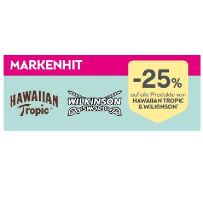 Markenhit: -25% auf alle Produkte von HAWAIIAN TROPIC & WILKINSON BIPA