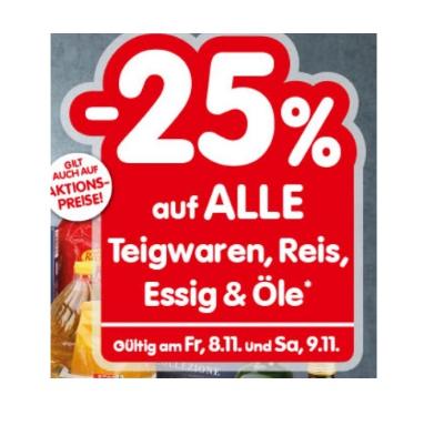 Bild von -25% auf ALLE Teigwaren, Reis, Essig & Öle INTERSPAR