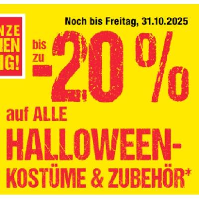 bis zu -20% auf ALLE HALLOWEEN KOSTÜME & ZUBEHÖR Maximarkt