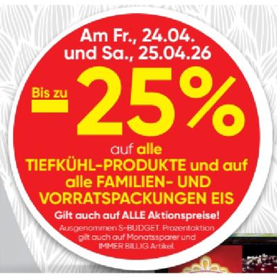 Bis zu -25% auf alle TIEFKÜHL-PRODUKTE und auf alle FAMILIEN- UND VORRATSPACKUNGEN EIS SPAR Gourmet