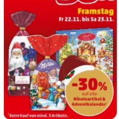 Promotion Bild von -30% auf alle Nikoloartikel & Adventkalender Penny