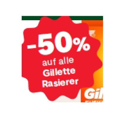 Promotion Bild von -50% auf alle Gillette Rasierer MPREIS