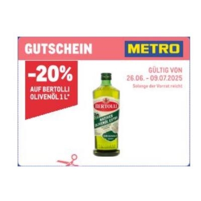 Promotion Bild von -20% AUF BERTOLLI OLIVENÖL 1 L METRO