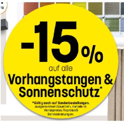 -15% auf alle Vorhangstangen & Sonnenschutz Betten Reiter