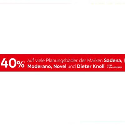 Promotion Bild von 40% auf viele Planungsbäder der Marken Sadena, Moderano, Novel und Dieter Knoll VOM KATALOGPREIS XXXLutz