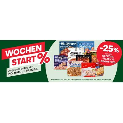 -25% auf alle TIEFKÜHL-PIZZEN & -BAGUETTES MPREIS