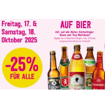 -25% FÜR ALLE AUF BIER Sutterlüty