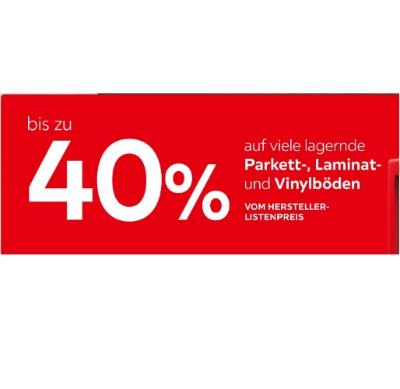Promotion Bild von bis zu 40% auf viele lagernde Parkett-, Laminat- und Vinylböden XXXLutz