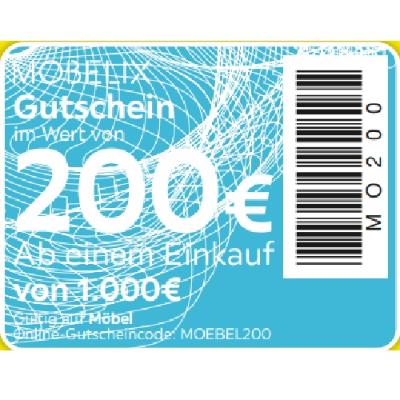 Promotion Bild von Gutschein im Wert von 200€ Ab einem Einkauf  von 1.000€ Gültig auf Möbel Möbelix