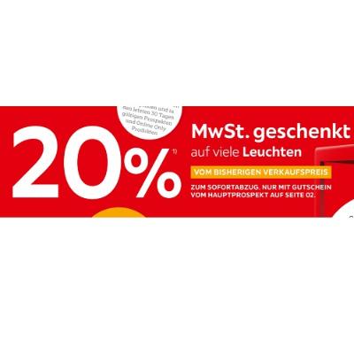 Promotion Bild von 20% MwSt. geschenkt auf viele Leuchten VOM BISHERIGEN VERKAUFSPREIS XXXLutz