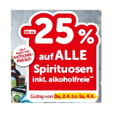 bis zu -25% auf ALLE Spirituosen inkl. alkoholfreie INTERSPAR