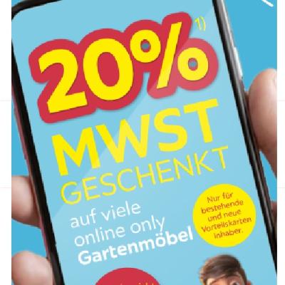 Promotion Bild von 20% MWST GESCHENKT auf viele online only Gartenmöbel Möbelix