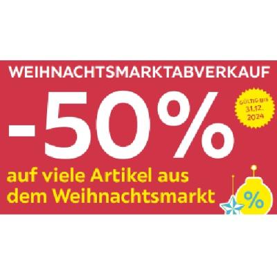 Promotion Bild von -50% auf viele Artikel aus dem Weihnachtsmarkt Möbelix