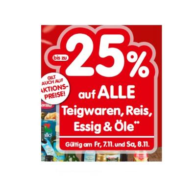 bis zu -25% auf ALLE Teigwaren, Reis, Essig & Öle INTERSPAR