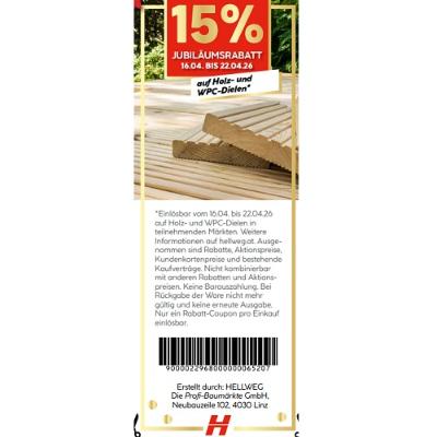 15% JUBILÄUMSRABATT auf Holz- und WPC-Dielen HELLWEG