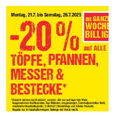 Promotion Bild von -20% auf ALLE TÖPFE, PFANNEN, MESSER & BESTECKE Maximarkt