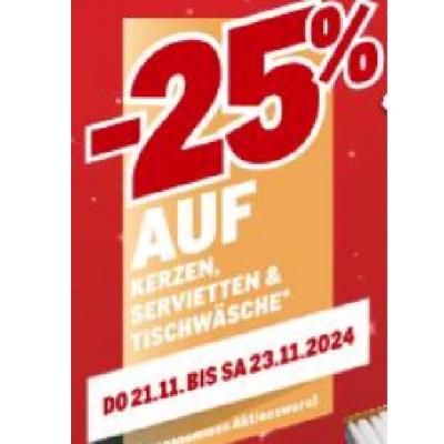 Promotion Bild von -25% AUF KERZEN, SERVIETTEN & TISCHWÄSCHE METRO