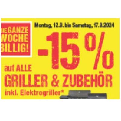 Promotion Bild von -15% auf ALLE GRILLER & ZUBEHÖR inkl. Elektrogriller Maximarkt
