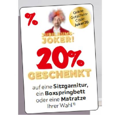Promotion Bild von 20% GESCHENKT auf eine Sitzgarnitur, ein Boxspringbett oder eine Matratze Ihrer Wah XXXLutz