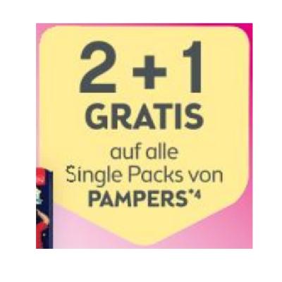 2+1 GRATIS auf alle Single Packs von PAMPERS BIPA