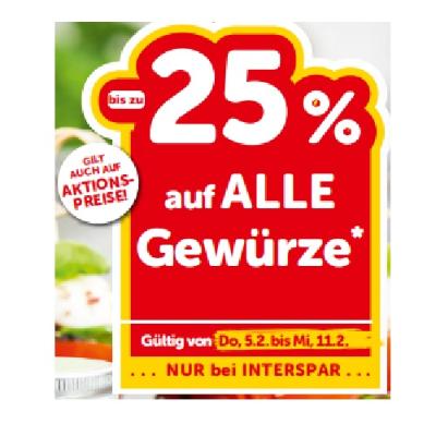 bis zu -25% auf ALLE Gewürze INTERSPAR