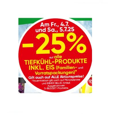 Promotion Bild von -25% AUF ALLE TIEFKÜHL-PRODUKTE INKL. EIS (Familien- und Vorratspackungen) EUROSPAR