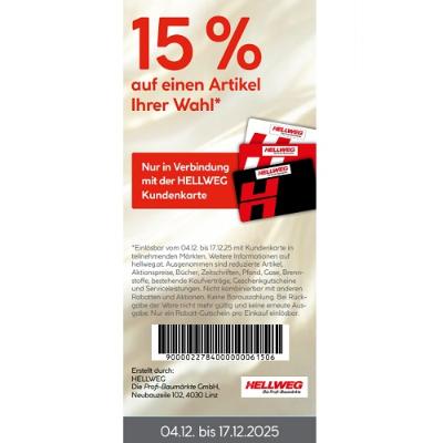 15% auf einen Artikel Ihrer Wahl HELLWEG