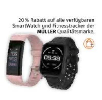 Promotion Bild von 20% Rabatt auf alle verfügbaren SmartWatch und Fitnesstracker der MÜLLER Qualitätsmarke Müller Drogerie