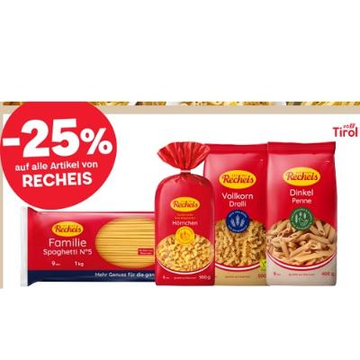 -25% auf alle Artikel von RECHEIS MPREIS