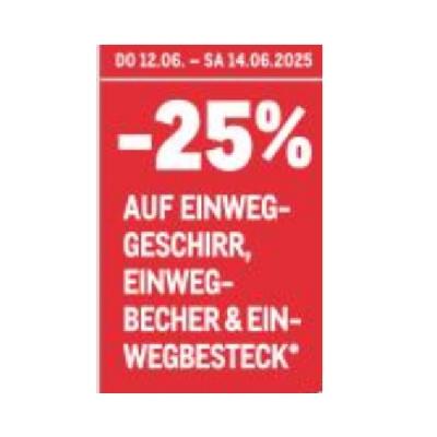 Promotion Bild von -25% AUF EINWEGGESCHIRR, EINWEGBECHER & EINWGBESTECK METRO