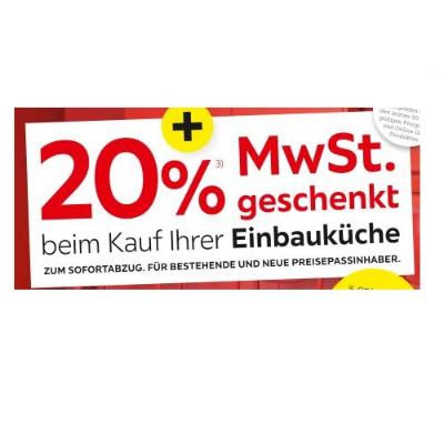 Promotion Bild von 20% MwSt. geschenkt beim Kauf Ihrer Einbauküche ZUM SOFORTABZUG XXXLutz