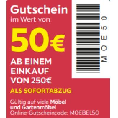 50€ AB EINEM EINKAUF VON 250€ ALS SOFORTABZUG Möbelix