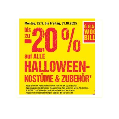 bis zu -20% auf ALLE HALLOWEEN-KOSTÜME & ZUBEHÖR Maximarkt