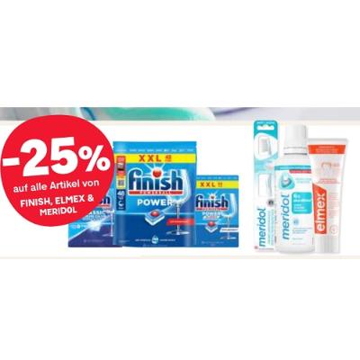 -25% auf alle Artikel von FINISH, ELMEX & MERIDOL MPREIS