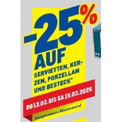 Promotion Bild von -25% AUF SERVIETTEN, KERZEN, PORZELLAN UND BESTECK METRO