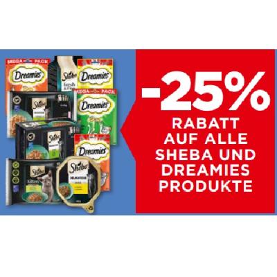 Promotion Bild von -25% RABATT AUF ALLE SHEBA UND DREAMIES PRODUKTE Unimarkt