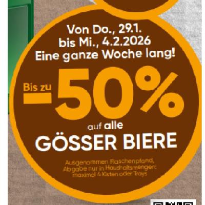 Bis zu -50% auf alle GÖSSER BIERE SPAR